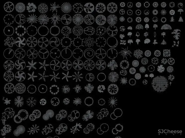 超全超详细植物绿植盆栽苗木平立面CAD图库图块合集丨DWG格式丨68.6M