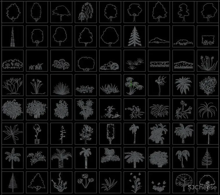超全超详细植物绿植盆栽苗木平立面CAD图库图块合集丨DWG格式丨68.6M