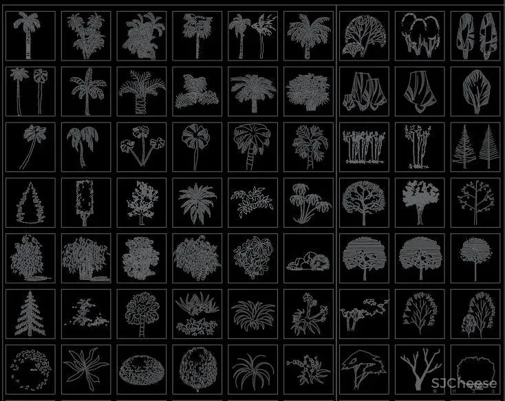 超全超详细植物绿植盆栽苗木平立面CAD图库图块合集丨DWG格式丨68.6M