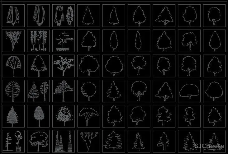 超全超详细植物绿植盆栽苗木平立面CAD图库图块合集丨DWG格式丨68.6M