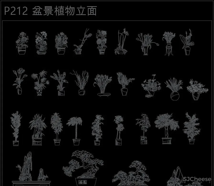 超全超详细植物绿植盆栽苗木平立面CAD图库图块合集丨DWG格式丨68.6M