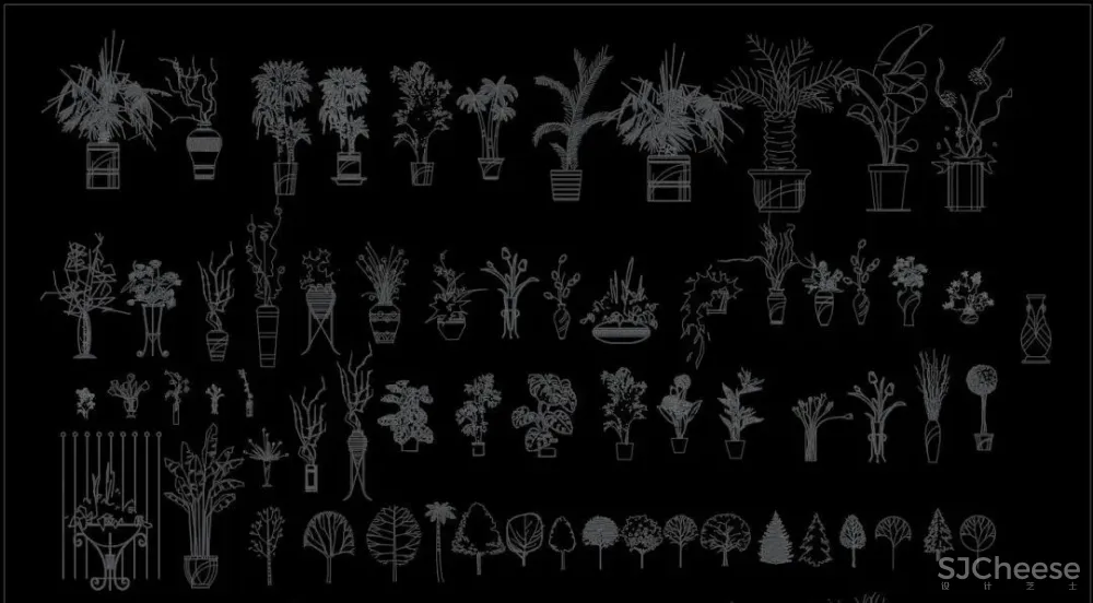 超全超详细植物绿植盆栽苗木平立面CAD图库图块合集丨DWG格式丨68.6M
