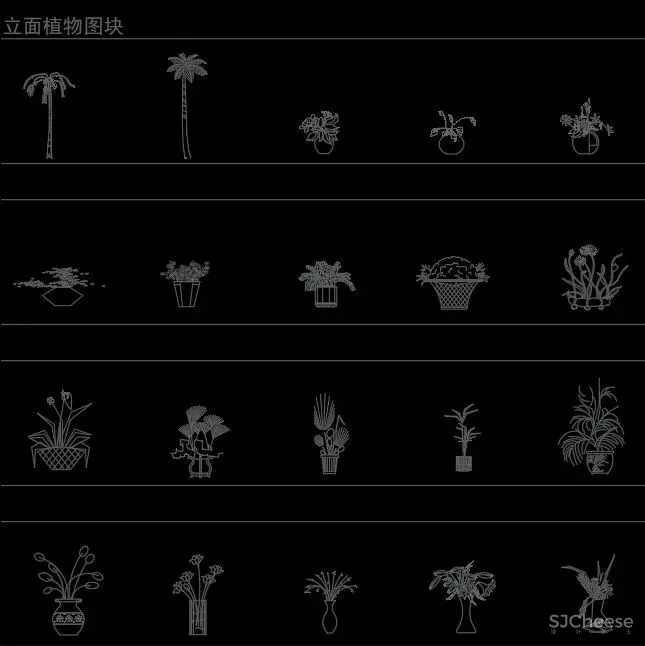 超全超详细植物绿植盆栽苗木平立面CAD图库图块合集丨DWG格式丨68.6M
