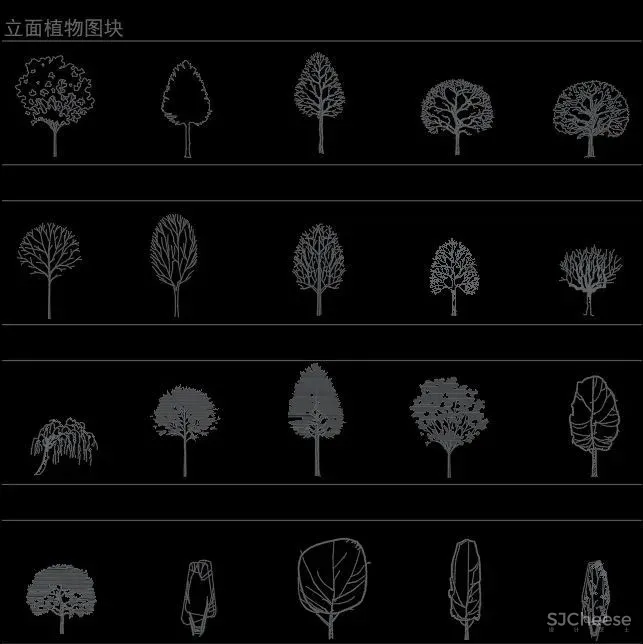 超全超详细植物绿植盆栽苗木平立面CAD图库图块合集丨DWG格式丨68.6M