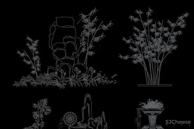 超全超详细植物绿植盆栽苗木平立面CAD图库图块合集丨DWG格式丨68.6M