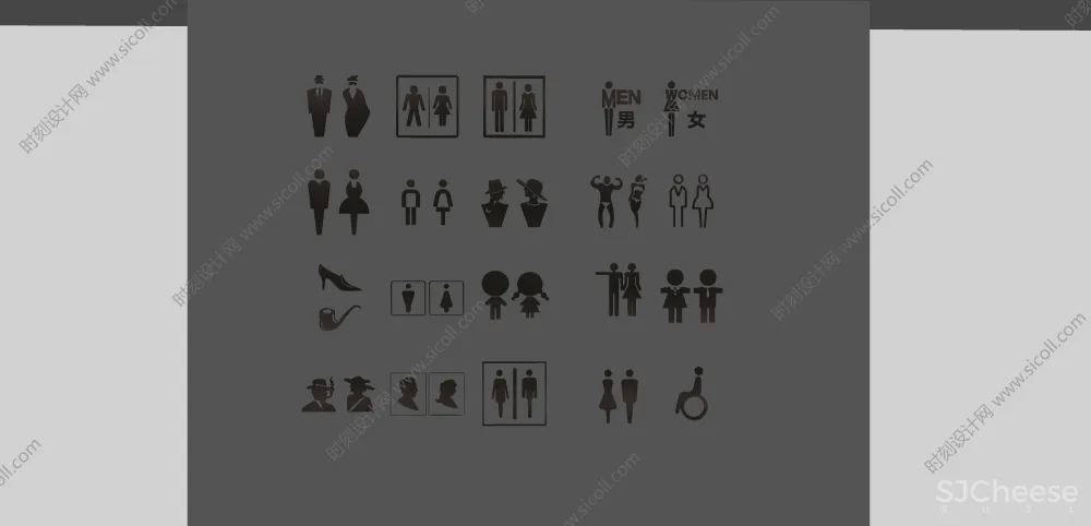 卫生间标识牌SU模型图片图标合集丨草图大师室内商场公共厕所洗手间导向指示牌丨SKP+JPG+PNG丨88.5M