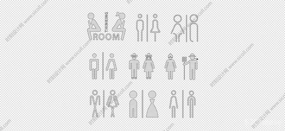 卫生间标识牌SU模型图片图标合集丨草图大师室内商场公共厕所洗手间导向指示牌丨SKP+JPG+PNG丨88.5M