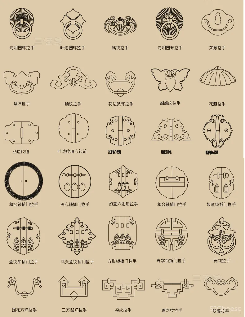 中式家具CAD图库图块柜子桌椅茶几条案节点线条图角线CAD素材丨DWG丨144M