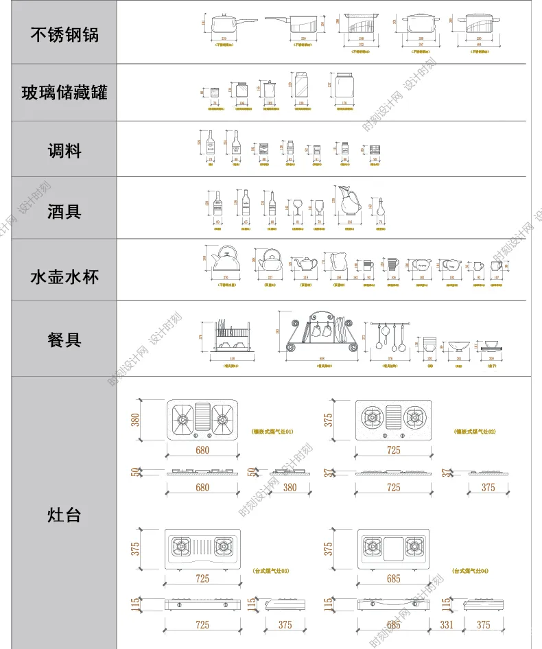 厨房厨具CAD动态图库图块家装洗菜盆灶台家具平面立面素材CAD模块丨DWG格式丨138M