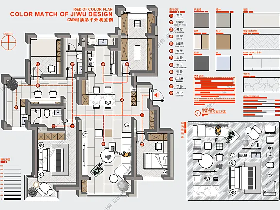 2023网红CAD彩平制图模板及专用彩色CAD图库及CAD配图色卡丨DWG格式丨219M