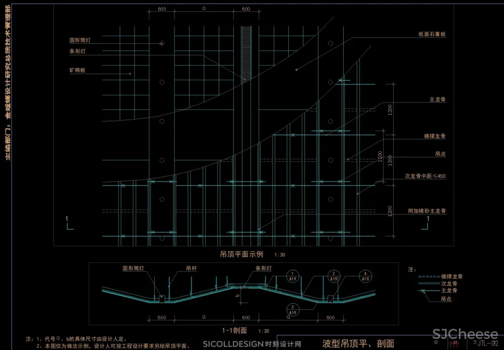 天花吊顶通用节点CAD合集上人屋面检修口风口灯槽灯具窗帘盒大样详图剖面顶面2.52M
