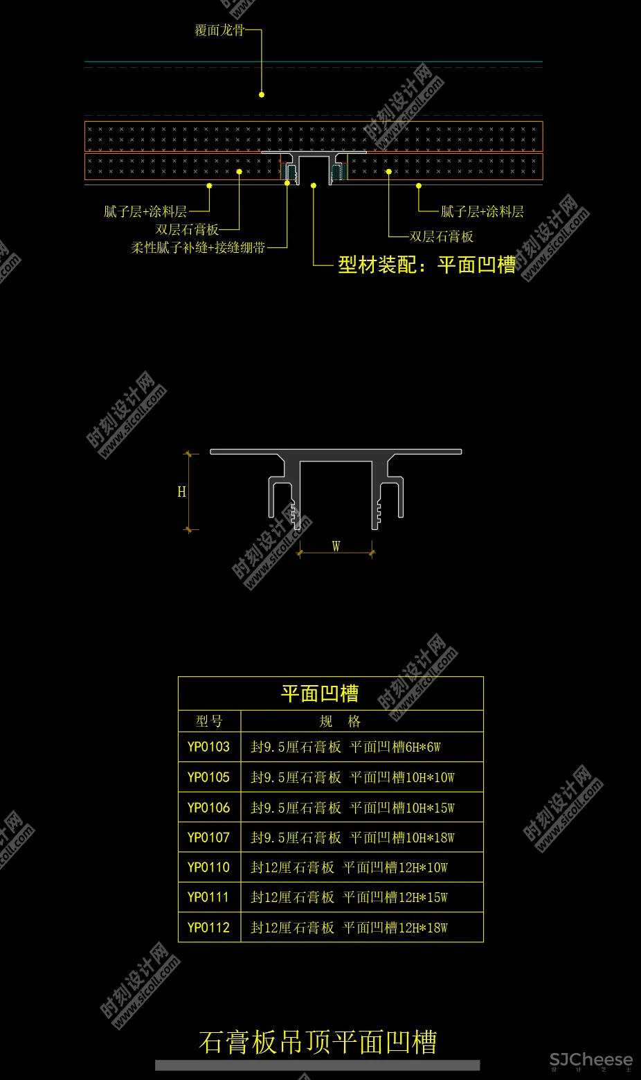 收口型材CAD节点大样详图灯光型材参数表五金CAD施工图制图标准丨DWG丨3.06M