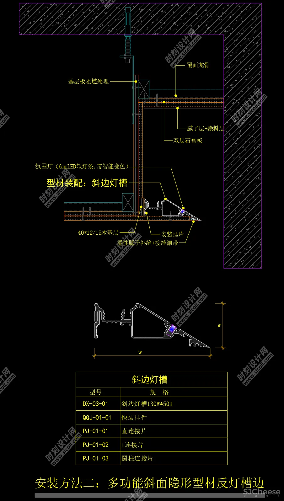 收口型材CAD节点大样详图灯光型材参数表五金CAD施工图制图标准丨DWG丨3.06M