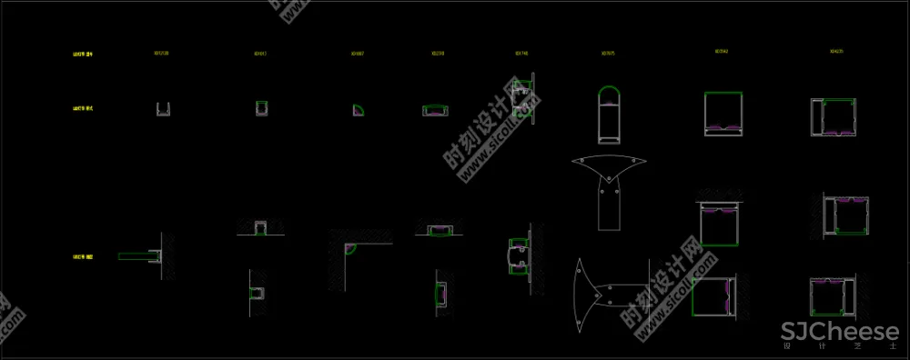 收口型材CAD节点大样详图灯光型材参数表五金CAD施工图制图标准丨DWG丨3.06M
