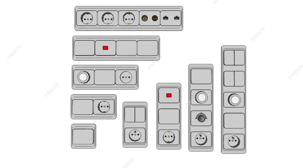 开关插座摄像头SU草图大师模型丨46个模型丨SKP+JPG丨50.81M