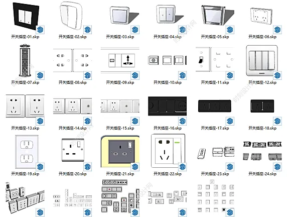 开关插座摄像头SU草图大师模型丨46个模型丨SKP+JPG丨50.81M