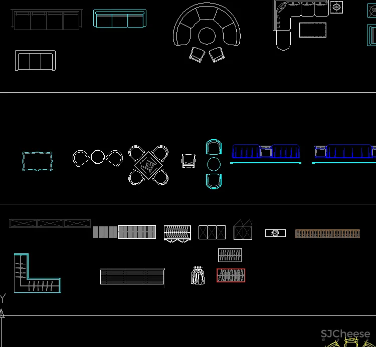 CAD动态图块图库合集丨平立面节点+字体填充家装家具工装室内设计素材