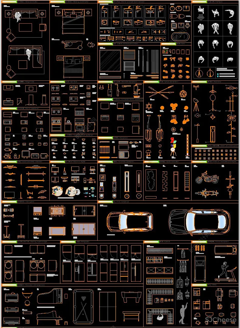 网红cad家具图库室内设计丨意大利高端极简豪宅风格家具沙发组合模块图块丨DWG丨1G