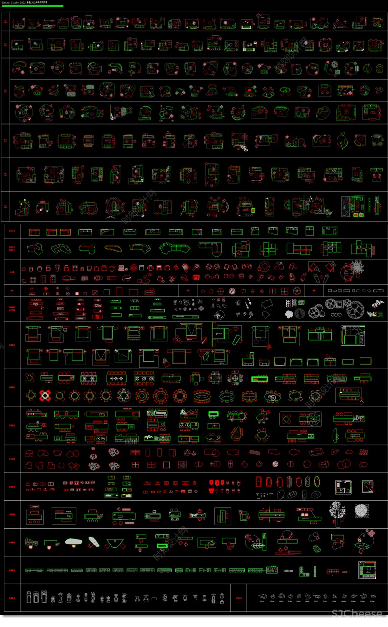 网红cad家具图库室内设计丨意大利高端极简豪宅风格家具沙发组合模块图块丨DWG丨1G