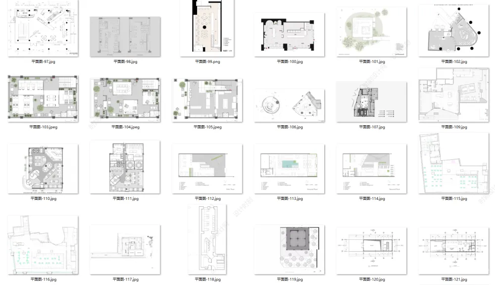 咖啡甜品店网红店平面方案合集丨260张图片丨61.5M