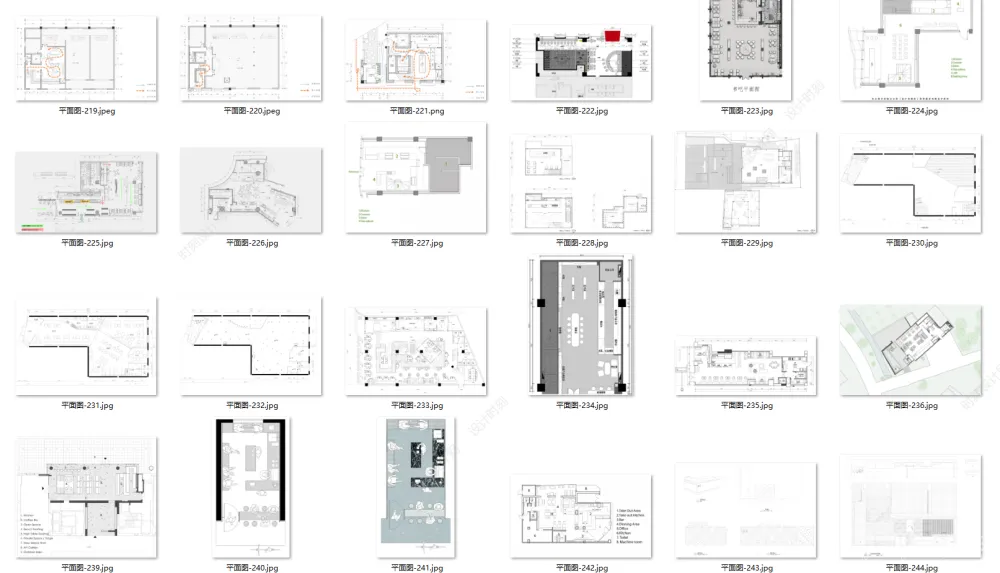 咖啡甜品店网红店平面方案合集丨260张图片丨61.5M
