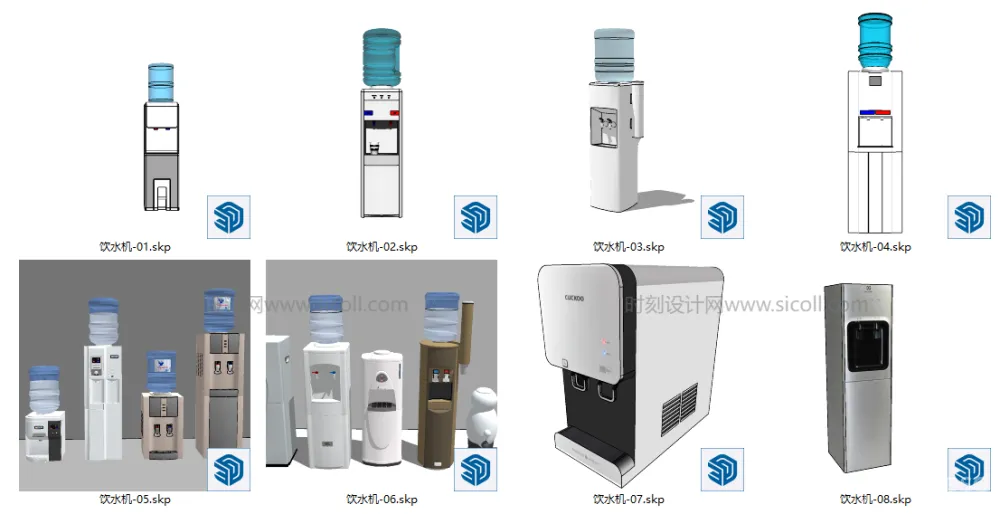 300个工装电器SU模型大合集丨电脑电视打印机电器投影空调饮水机插座丨SKP格式丨1.2G