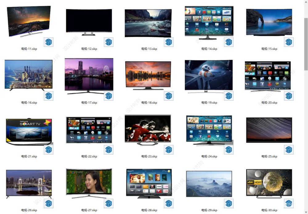 300个工装电器SU模型大合集丨电脑电视打印机电器投影空调饮水机插座丨SKP格式丨1.2G