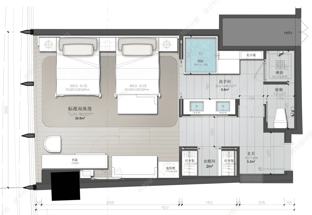 酒店设计必备平面布置方案合集来了！大堂餐吧、标准客房、总统套房平面布置图合集丨300张丨665M