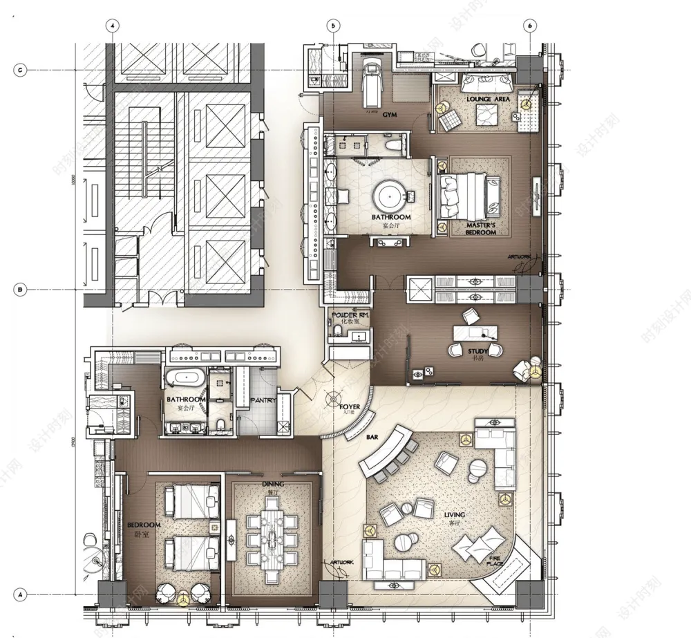 酒店设计必备平面布置方案合集来了！大堂餐吧、标准客房、总统套房平面布置图合集丨300张丨665M