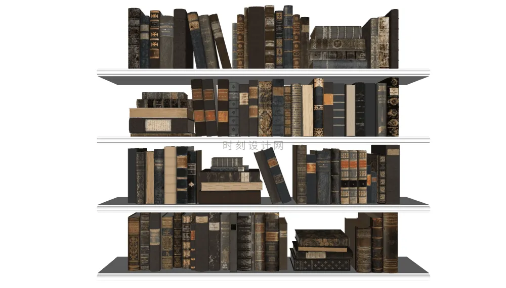 书籍书本摆件书墙SU模型组合丨报刊书本图书画册图册书房书柜书架现代中式摆件花瓶摆件装饰品组合丨23套丨2.1G