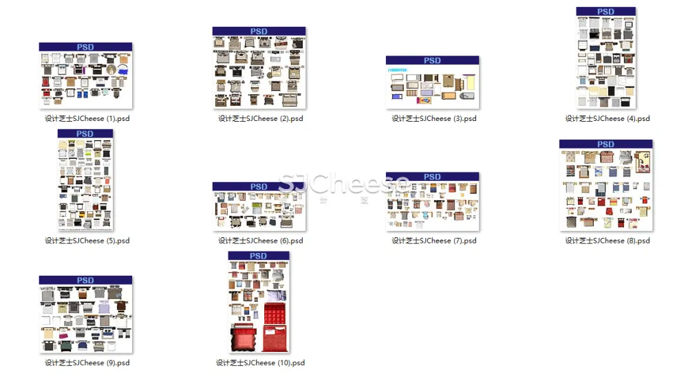 室内设计彩平彩立图PSD图块合集家具洁具沙发座椅床柜铺装厨卫电器丨14大类 3.2G