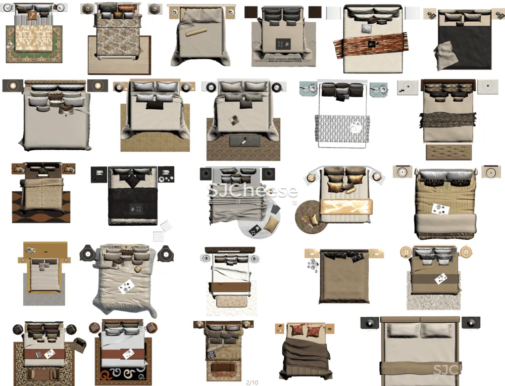 室内设计彩平彩立图PSD图块合集家具洁具沙发座椅床柜铺装厨卫电器丨14大类 3.2G