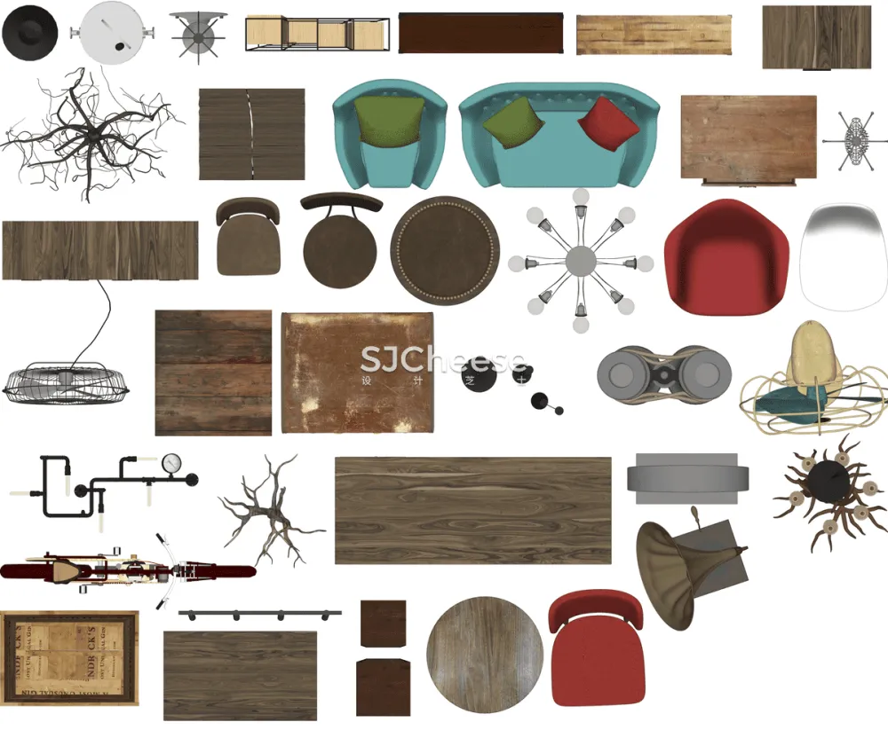 室内设计彩平彩立图PSD图块合集家具洁具沙发座椅床柜铺装厨卫电器丨14大类 3.2G
