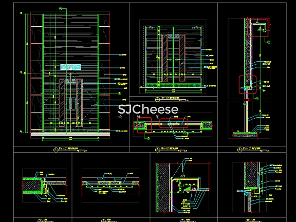 门窗CAD节点大样剖面图合集丨窗台飘窗洞口窗套门套管井暗门推拉门电梯防火门玻璃门木门丨12.2M