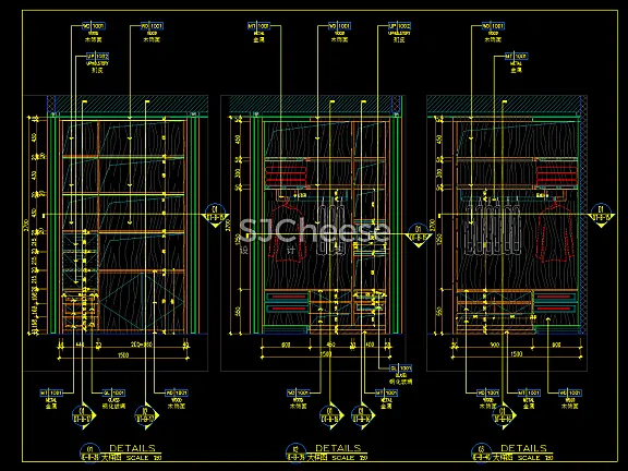 衣柜固定家具CAD节点大样剖面详图合集含被服鞋裤抱枕图块丨DWG格式丨74M
