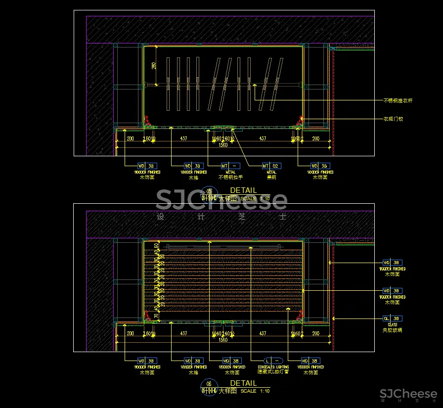 衣柜固定家具CAD节点大样剖面详图合集含被服鞋裤抱枕图块丨DWG格式丨74M