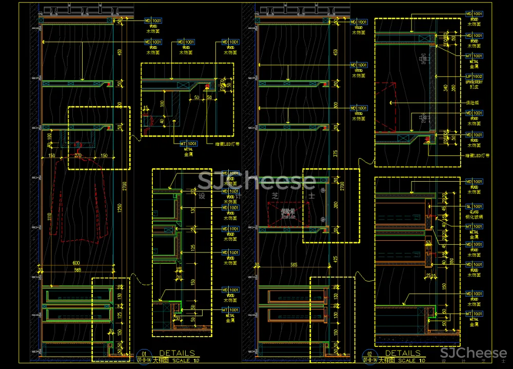 衣柜固定家具CAD节点大样剖面详图合集含被服鞋裤抱枕图块丨DWG格式丨74M