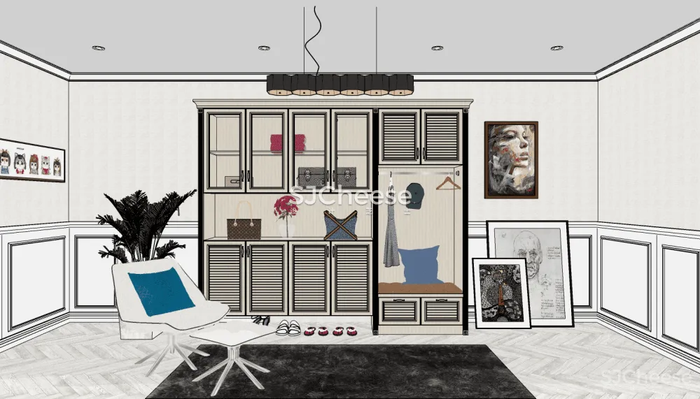 鞋柜玄关柜装饰柜SU模型合集草图大师丨SKP格式丨45个丨849M