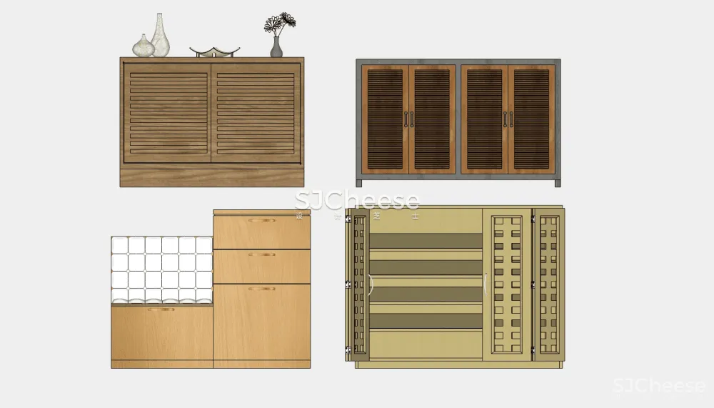 鞋柜玄关柜装饰柜SU模型合集草图大师丨SKP格式丨45个丨849M