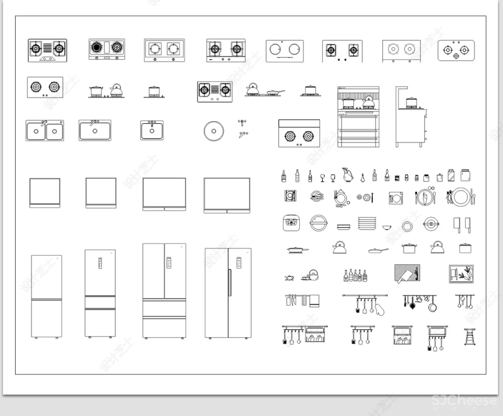 室内设计CAD动态图库家具家电厨卫门窗平立面合集