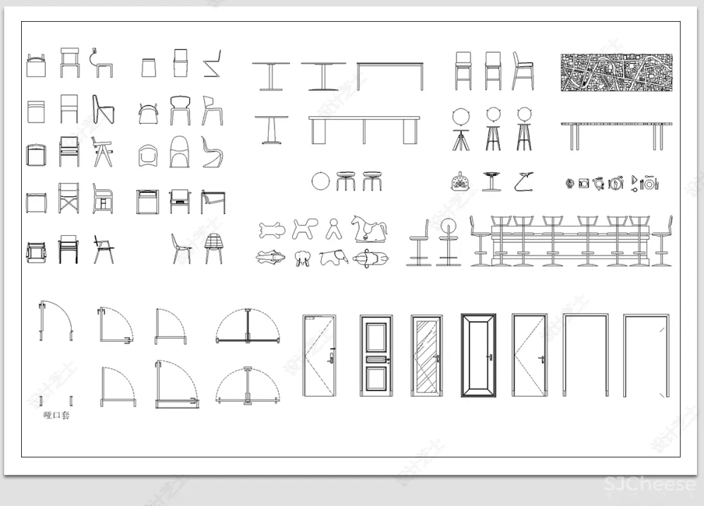 室内设计CAD动态图库家具家电厨卫门窗平立面合集