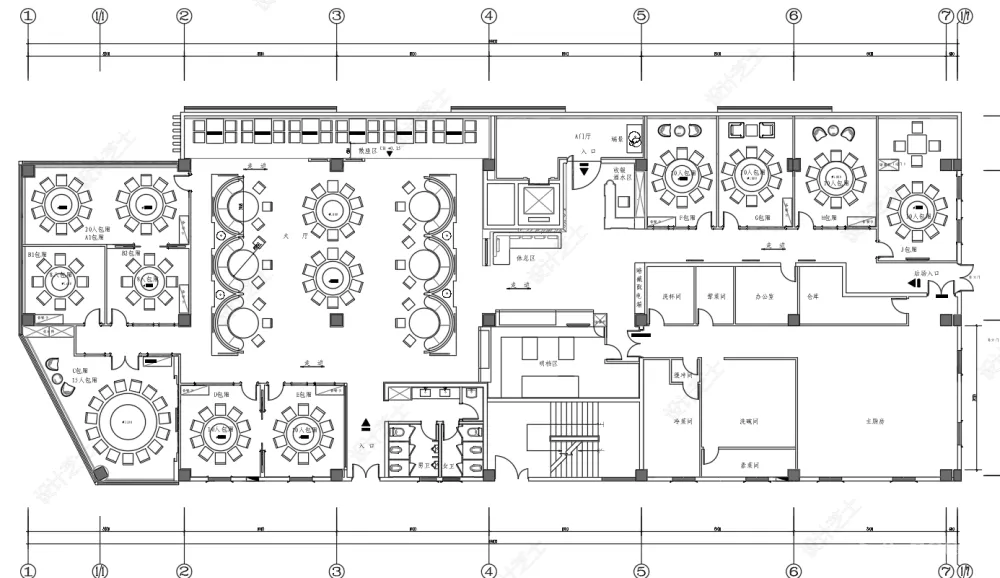 饭店餐厅CAD平面布置图合集中西餐厅港式茶餐快餐厅火锅店平面布置图布局图CAD源文件-40套