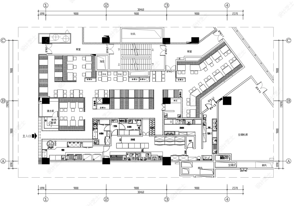 饭店餐厅CAD平面布置图合集中西餐厅港式茶餐快餐厅火锅店平面布置图布局图CAD源文件-40套