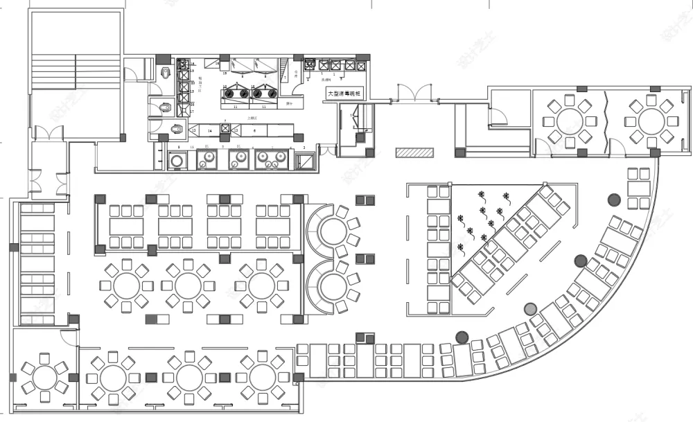 饭店餐厅CAD平面布置图合集中西餐厅港式茶餐快餐厅火锅店平面布置图布局图CAD源文件-40套